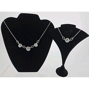 Avon Shimmering‎ Blue/Topaz Jewelry Set Necklace & Bracelet Only, Good
